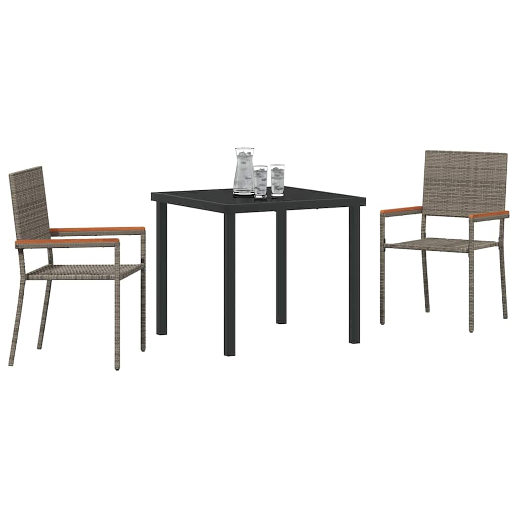 Ensemble de salle à manger pour jardin 3 pcs Gris polyrotin - XIOS