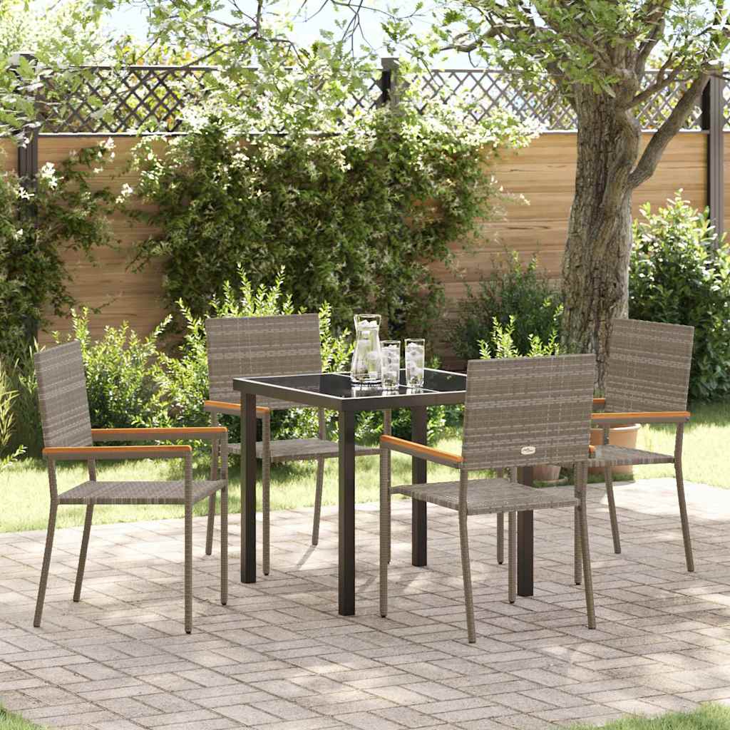Ensemble de salle à manger pour jardin 5 pcs Gris polyrotin - XIOS
