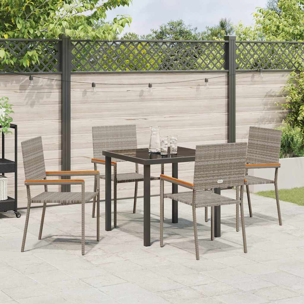 Ensemble de salle à manger pour jardin 5 pcs Gris polyrotin - XIOS