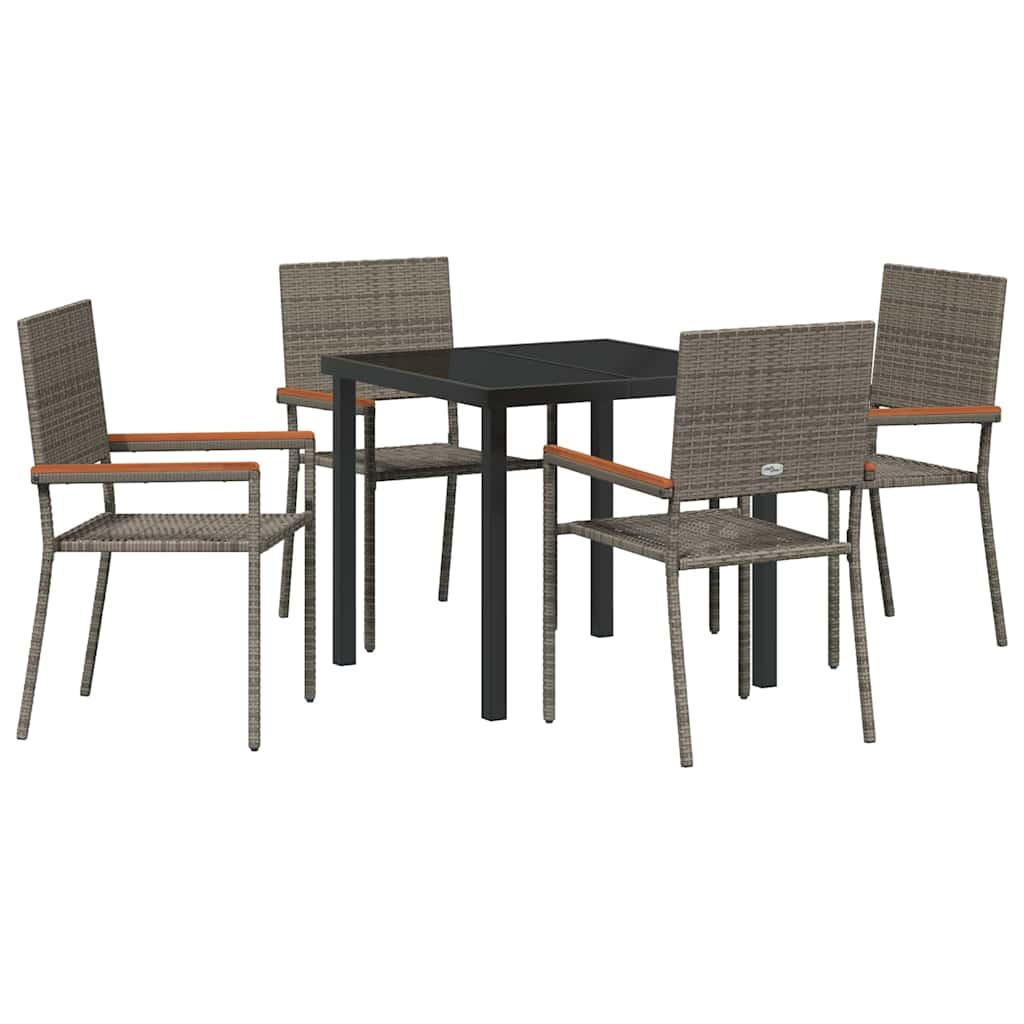 Ensemble de salle à manger pour jardin 5 pcs Gris polyrotin - XIOS