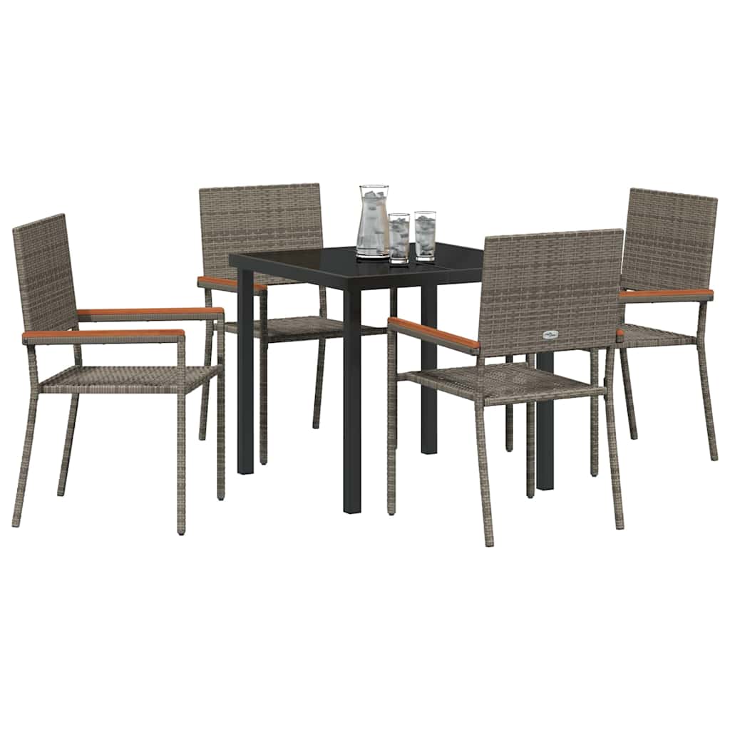 Ensemble de salle à manger pour jardin 5 pcs Gris polyrotin - XIOS