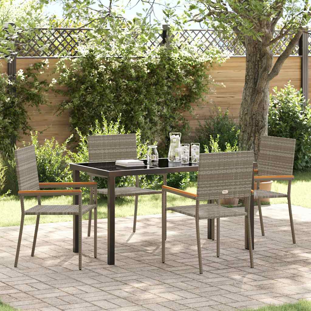Ensemble de salle à manger pour jardin 5 pcs Gris polyrotin - XIOS