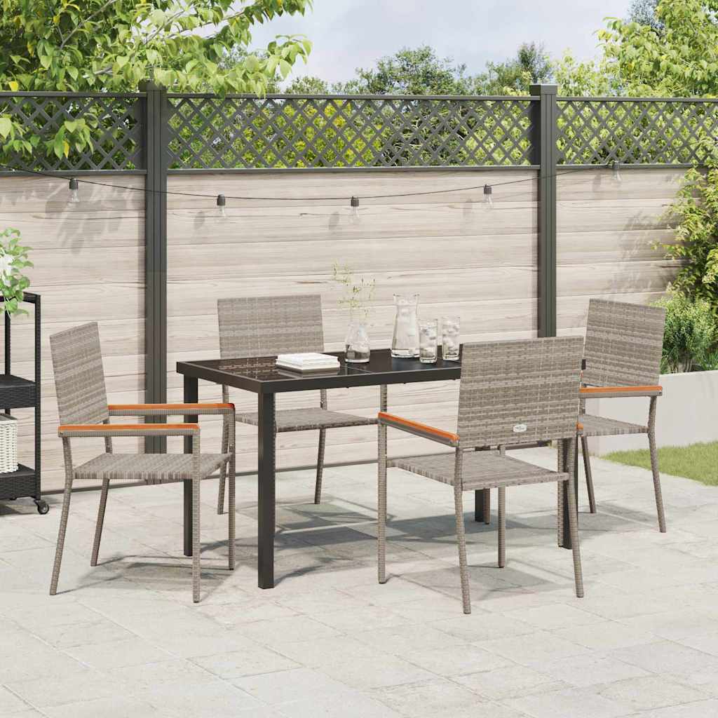 Ensemble de salle à manger pour jardin 5 pcs Gris polyrotin - XIOS