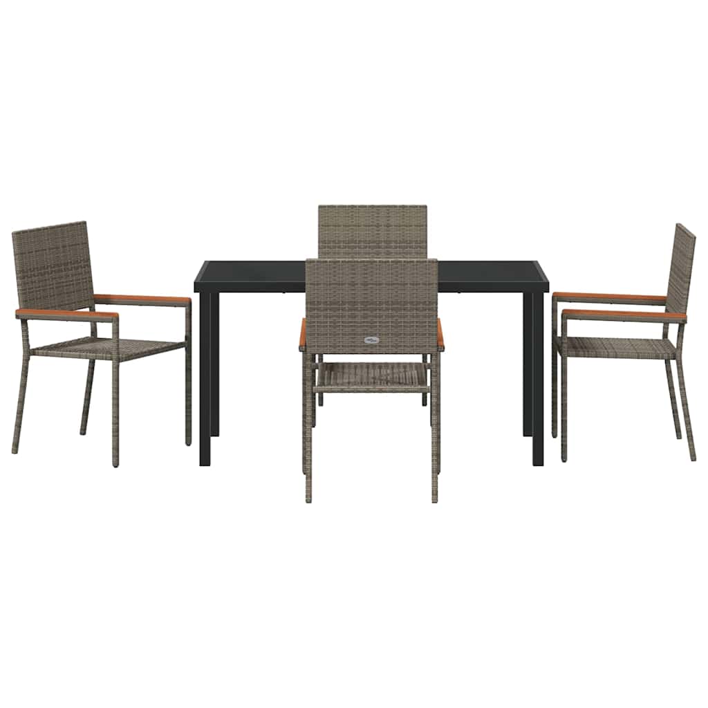 Ensemble de salle à manger pour jardin 5 pcs Gris polyrotin - XIOS