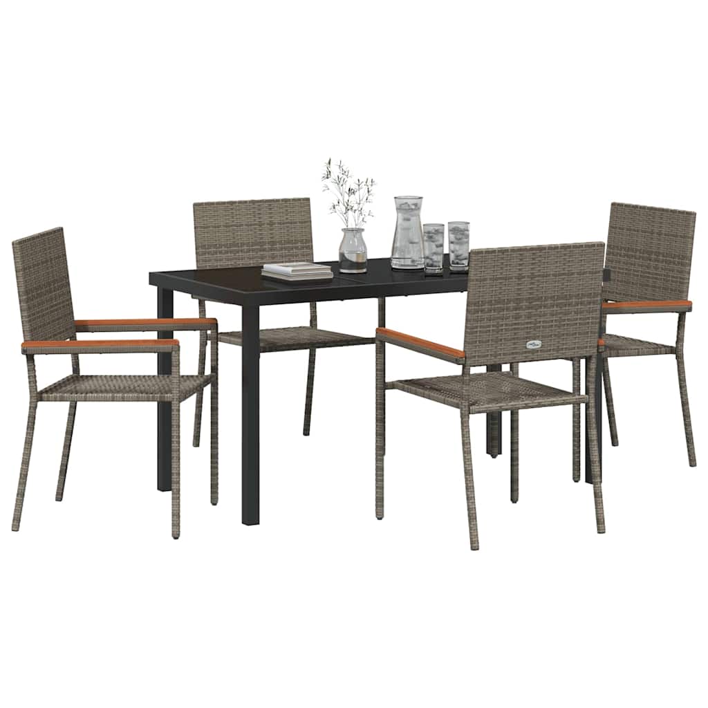 Ensemble de salle à manger pour jardin 5 pcs Gris polyrotin - XIOS