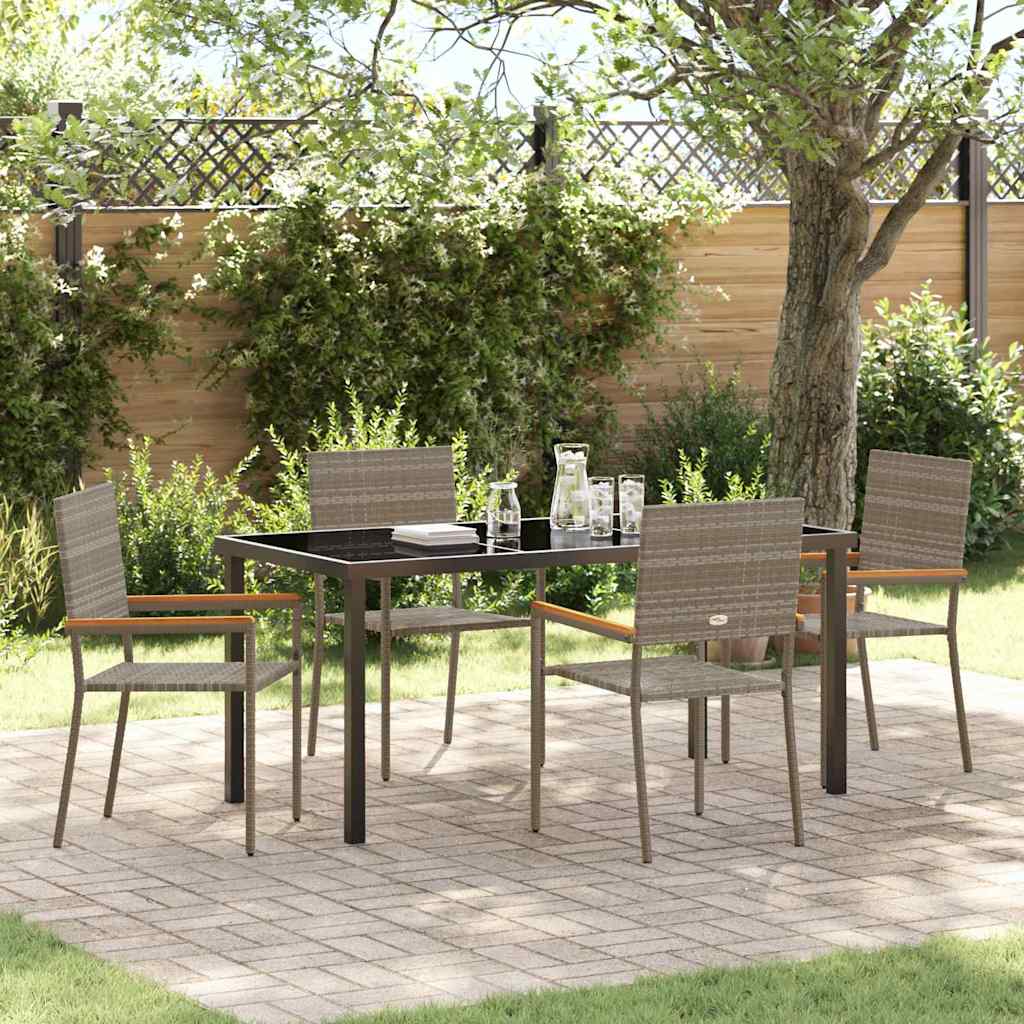 Ensemble de salle à manger pour jardin 5 pcs Gris polyrotin - XIOS