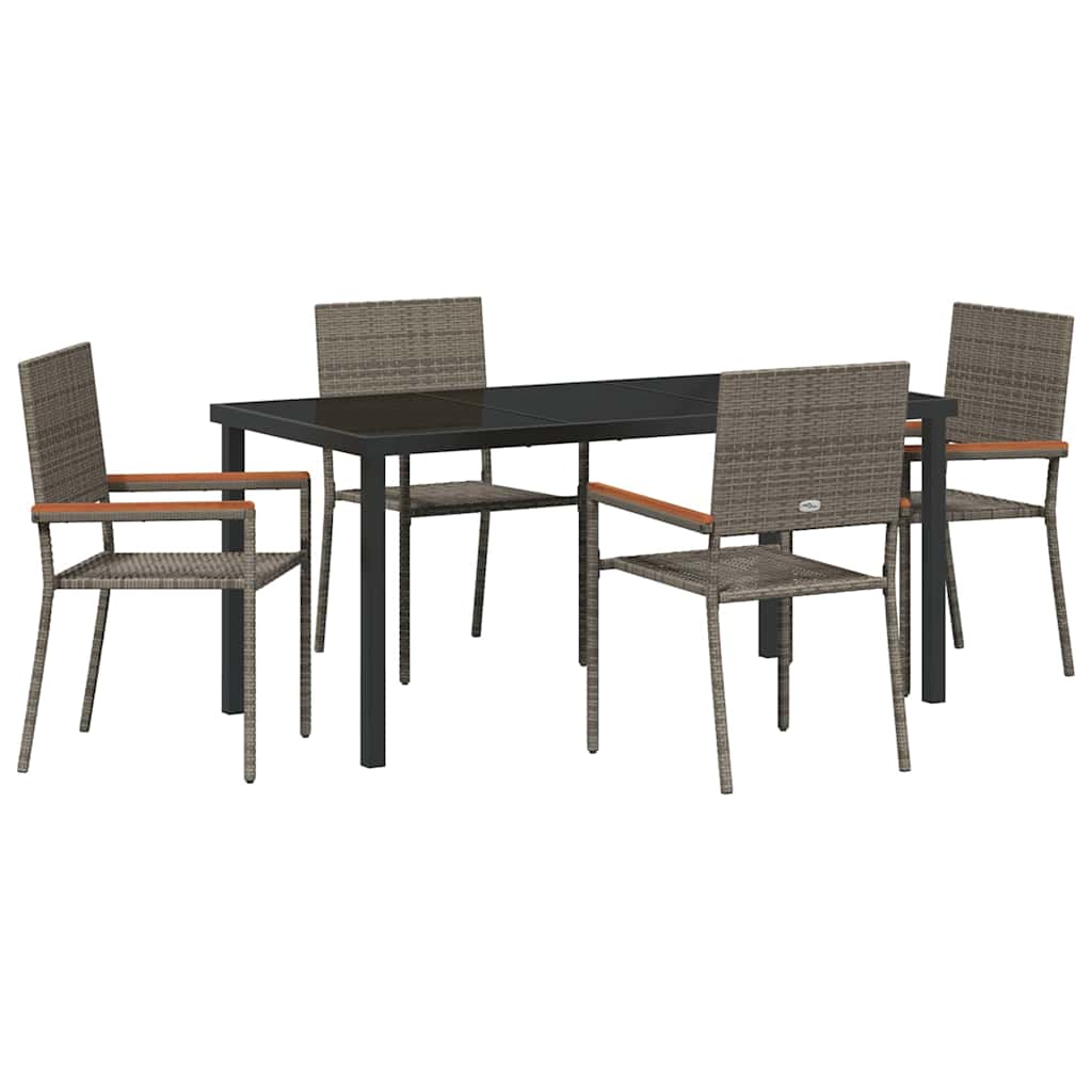 Ensemble de salle à manger pour jardin 5 pcs Gris polyrotin - XIOS