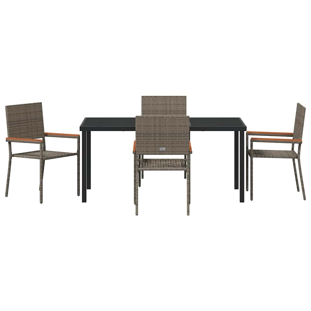 Ensemble de salle à manger pour jardin 5 pcs Gris polyrotin - XIOS