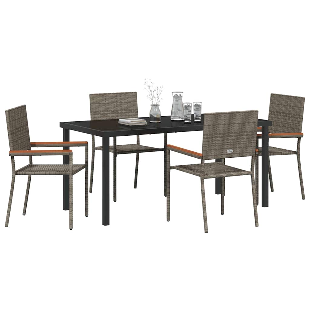 Ensemble de salle à manger pour jardin 5 pcs Gris polyrotin - XIOS