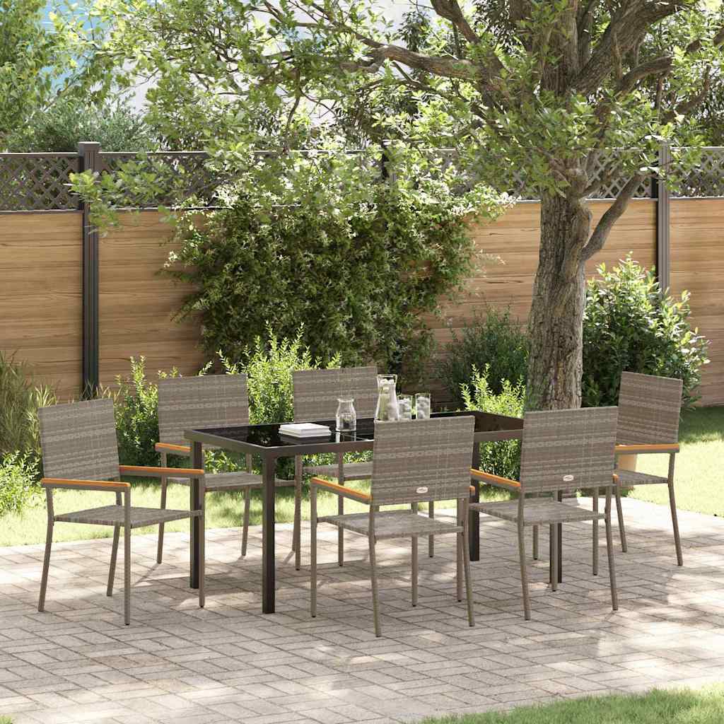 Ensemble de salle à manger pour jardin 7 pcs Gris polyrotin - XIOS