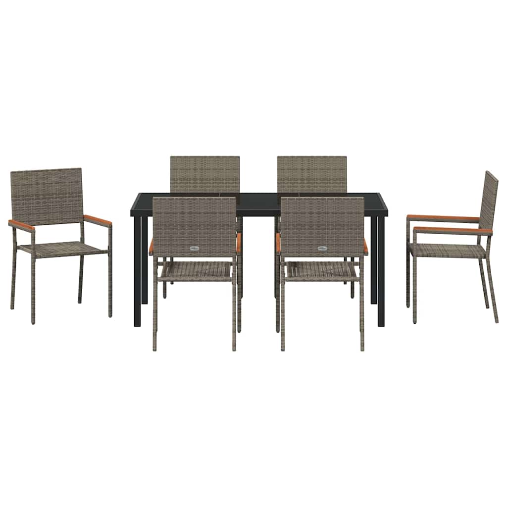 Ensemble de salle à manger pour jardin 7 pcs Gris polyrotin - XIOS