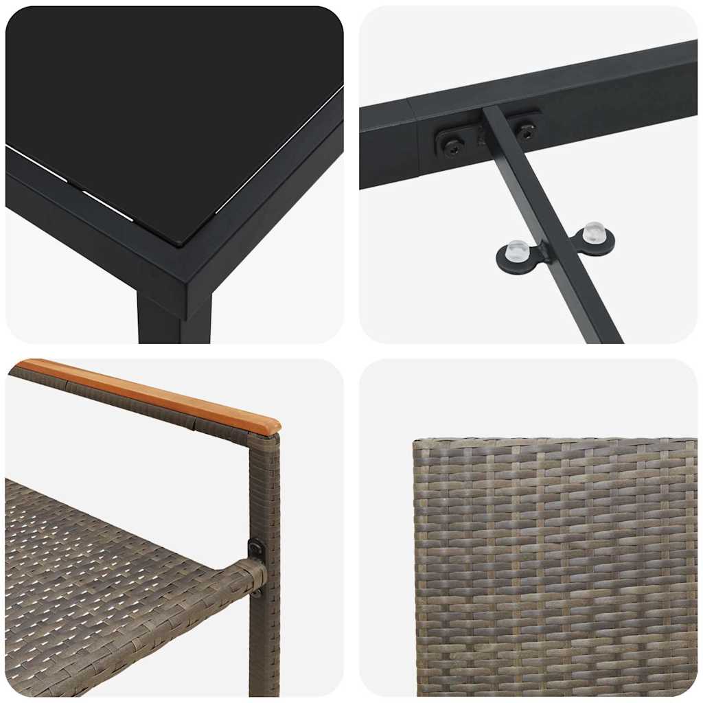 Ensemble de salle à manger pour jardin 7 pcs Gris polyrotin - XIOS