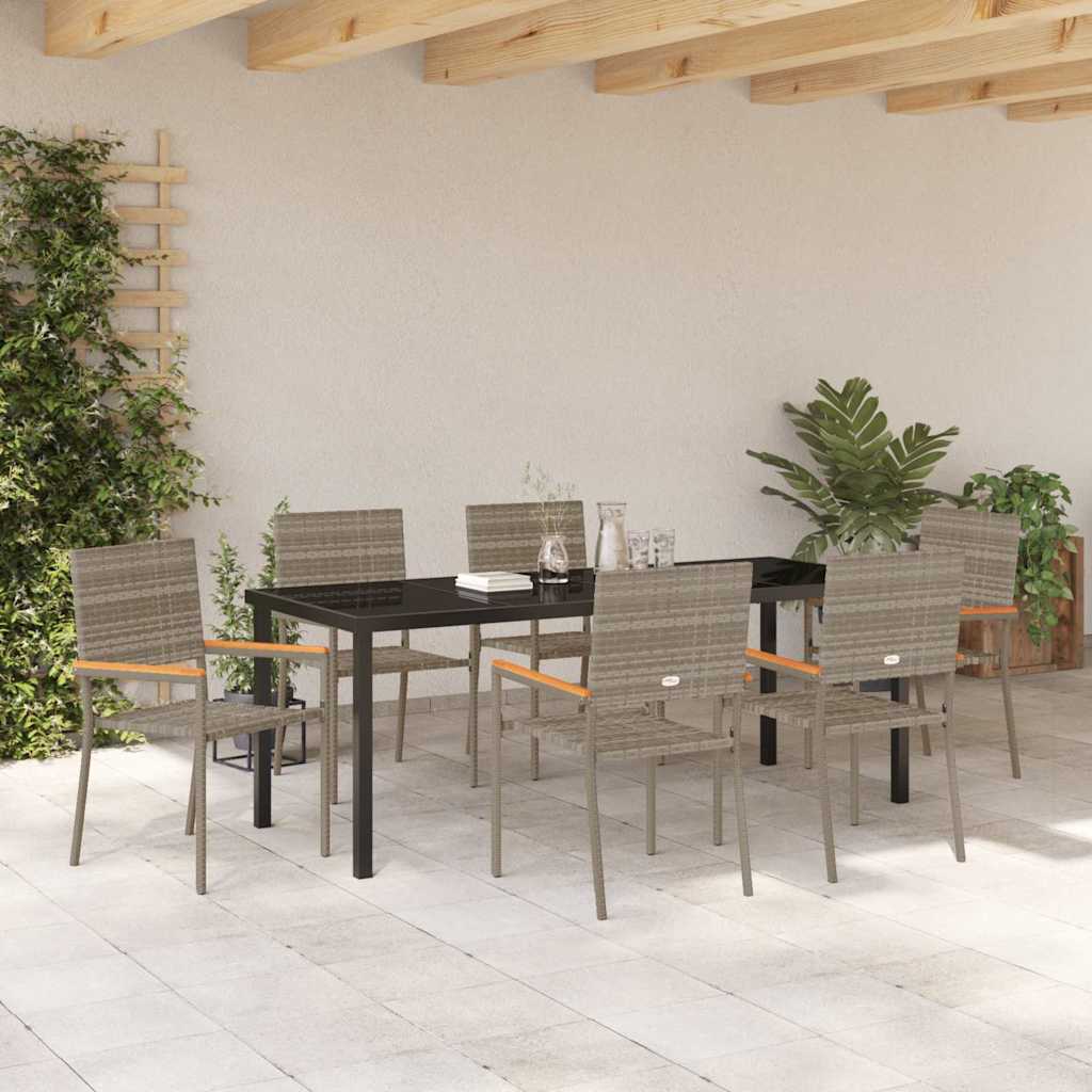 Ensemble de salle à manger pour jardin 7 pcs Gris polyrotin - XIOS