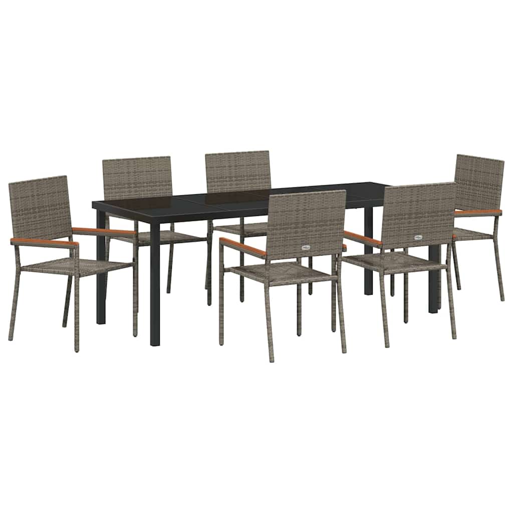 Ensemble de salle à manger pour jardin 7 pcs Gris polyrotin - XIOS