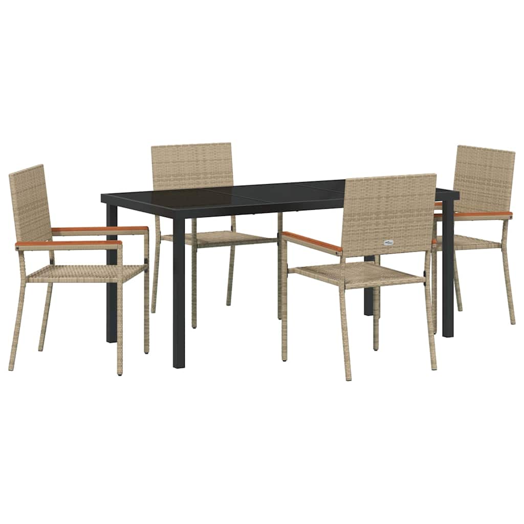 Ensemble de salle à manger pour jardin 5 pcs Beige polyrotin - XIOS