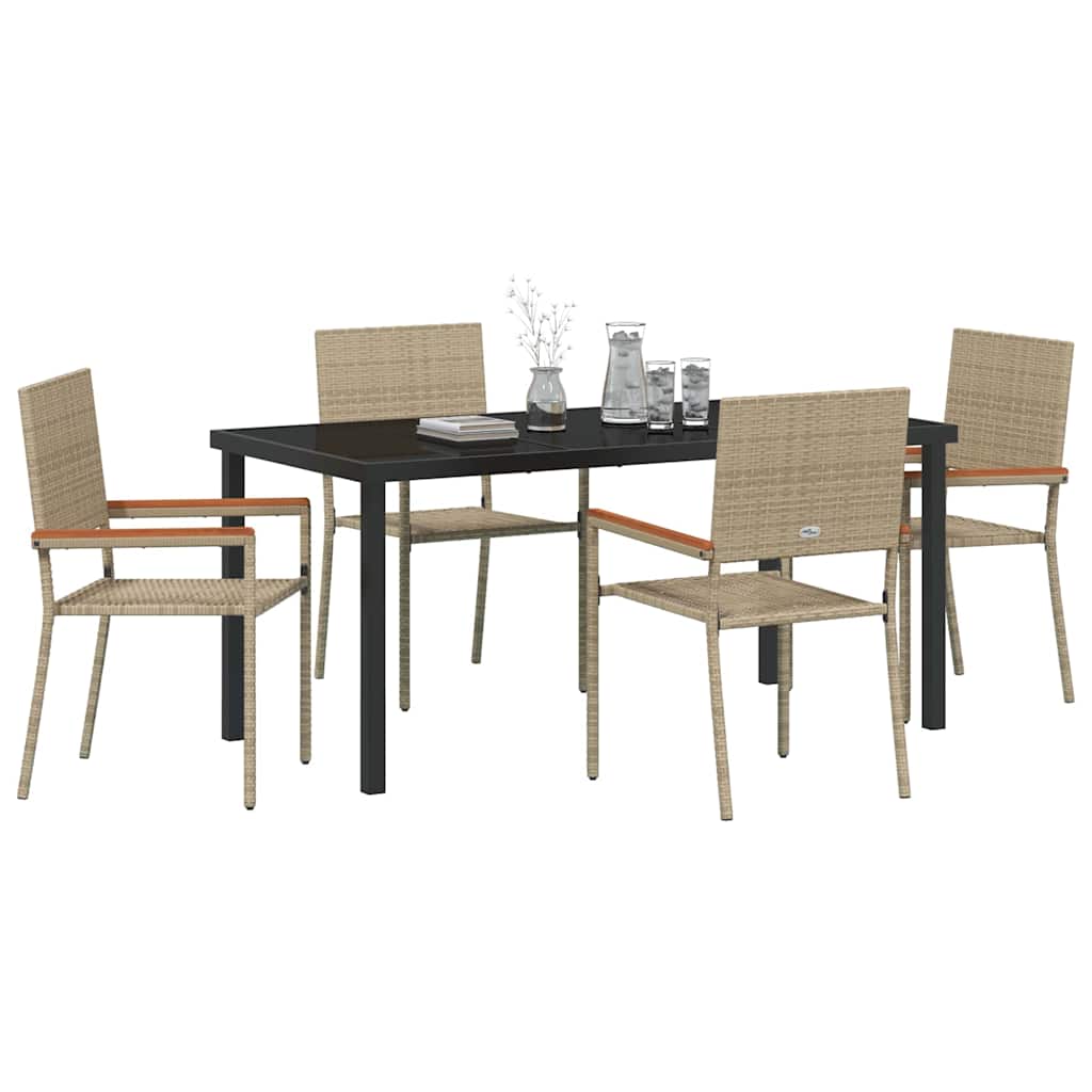 Ensemble de salle à manger pour jardin 5 pcs Beige polyrotin - XIOS