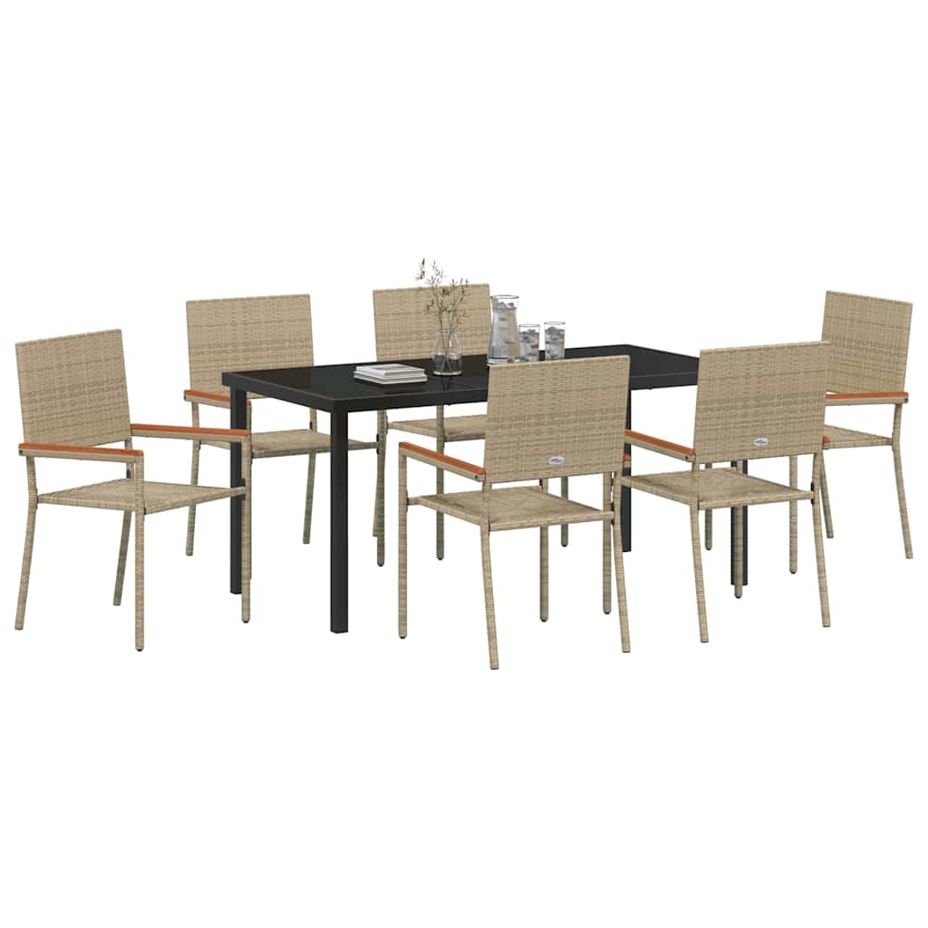 Ensemble de salle à manger pour jardin 7 pcs Beige polyrotin - XIOS