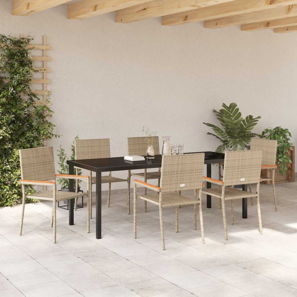 Ensemble de salle à manger pour jardin 7 pcs Beige polyrotin - XIOS
