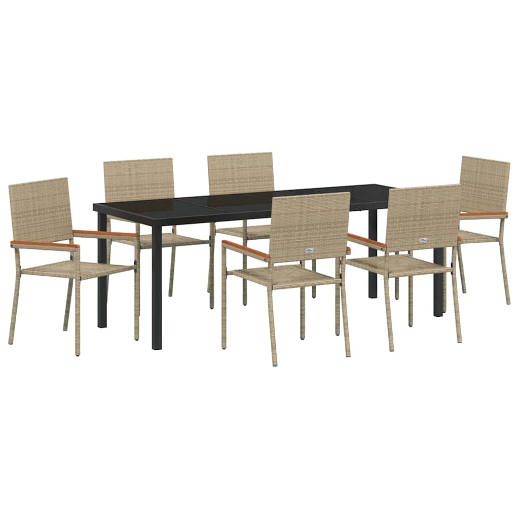 Ensemble de salle à manger pour jardin 7 pcs Beige polyrotin - XIOS