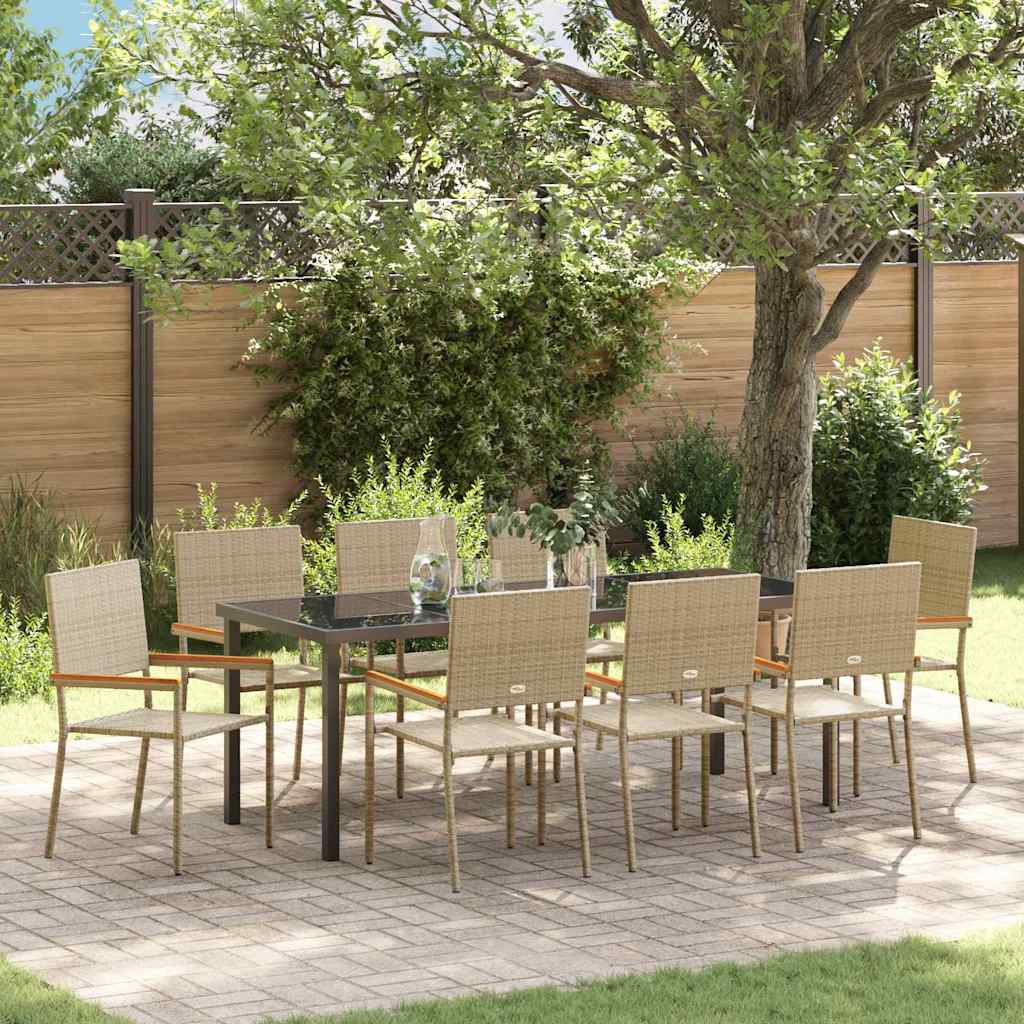 Ensemble de salle à manger pour jardin 9 pcs Beige polyrotin - XIOS