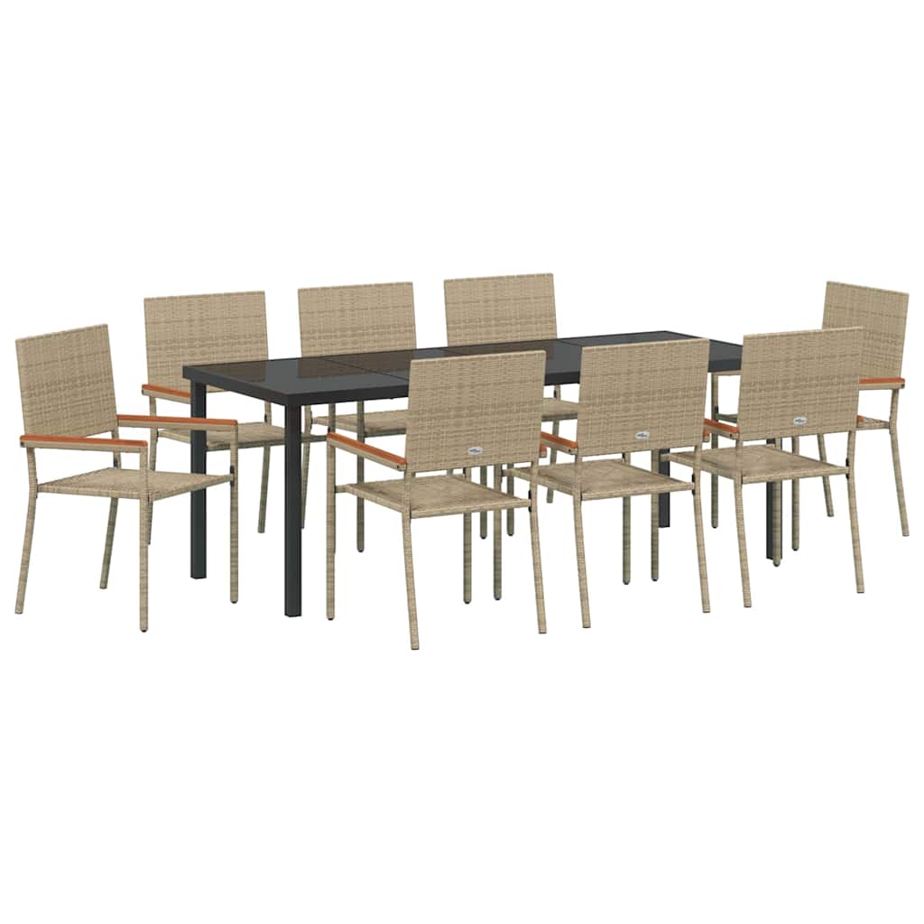Ensemble de salle à manger pour jardin 9 pcs Beige polyrotin - XIOS