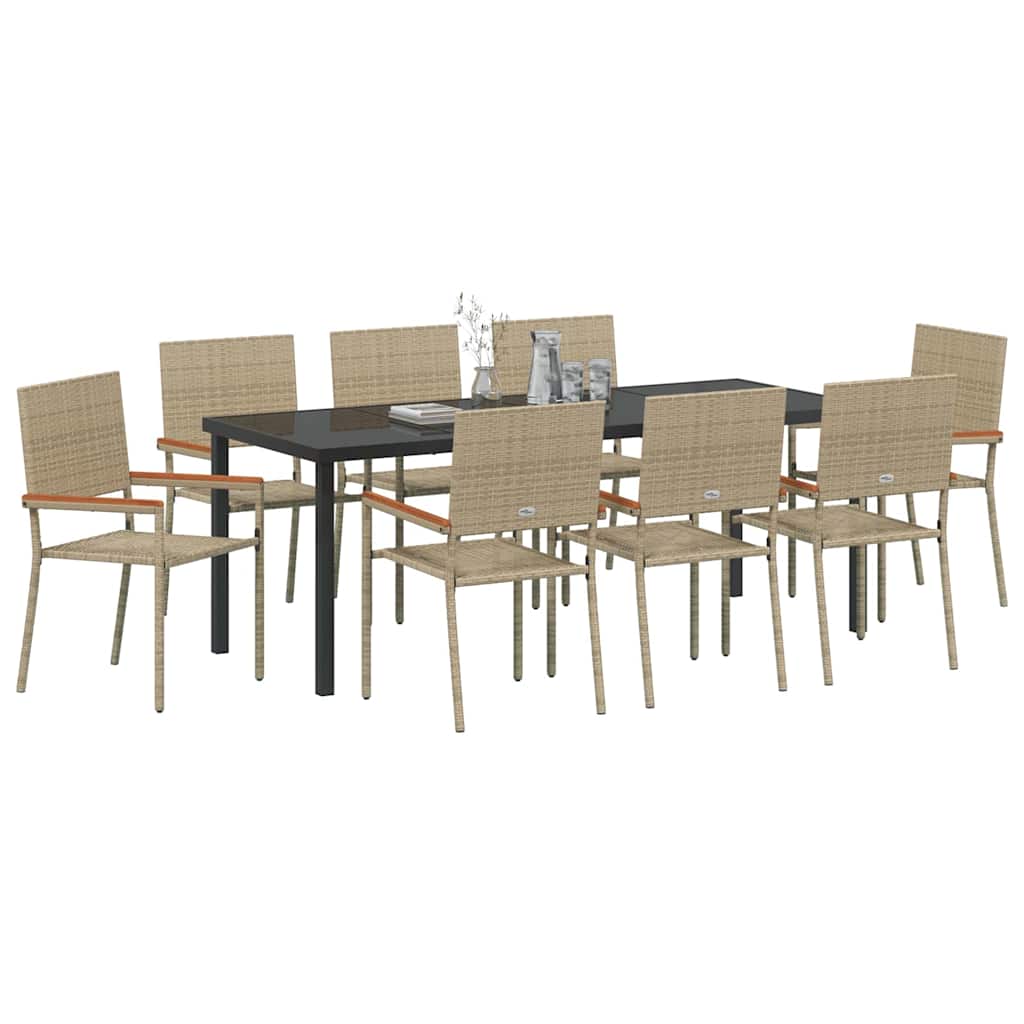 Ensemble de salle à manger pour jardin 9 pcs Beige polyrotin - XIOS