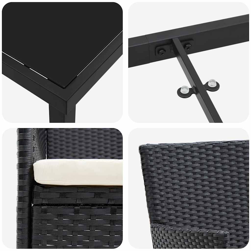 Ensemble de salle à manger pour jardin 5 pcs Noir polyrotin - XIOS