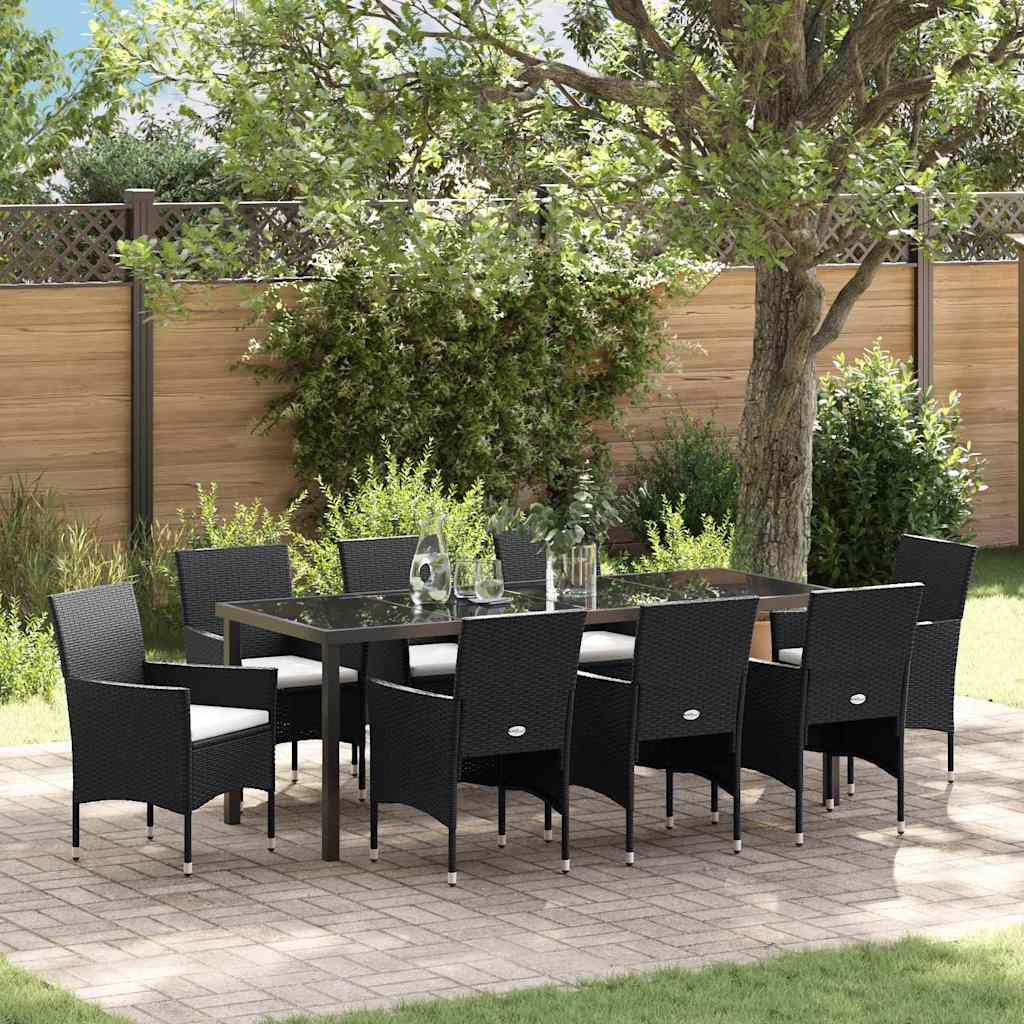 Ensemble de salle à manger pour jardin 9 pcs Noir polyrotin - XIOS