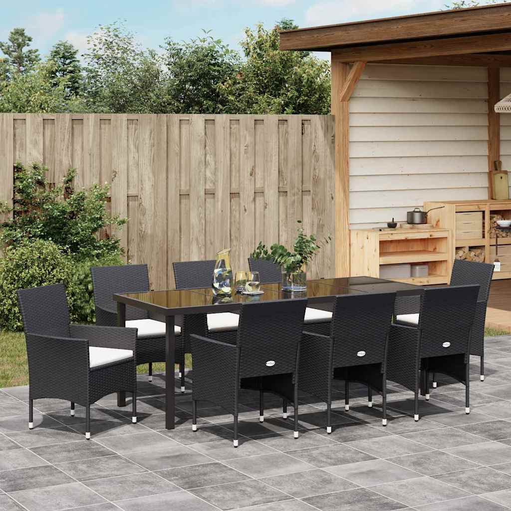 Ensemble de salle à manger pour jardin 9 pcs Noir polyrotin - XIOS