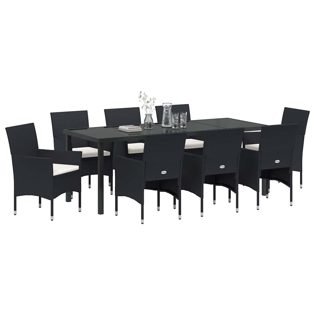 Ensemble de salle à manger pour jardin 9 pcs Noir polyrotin - XIOS