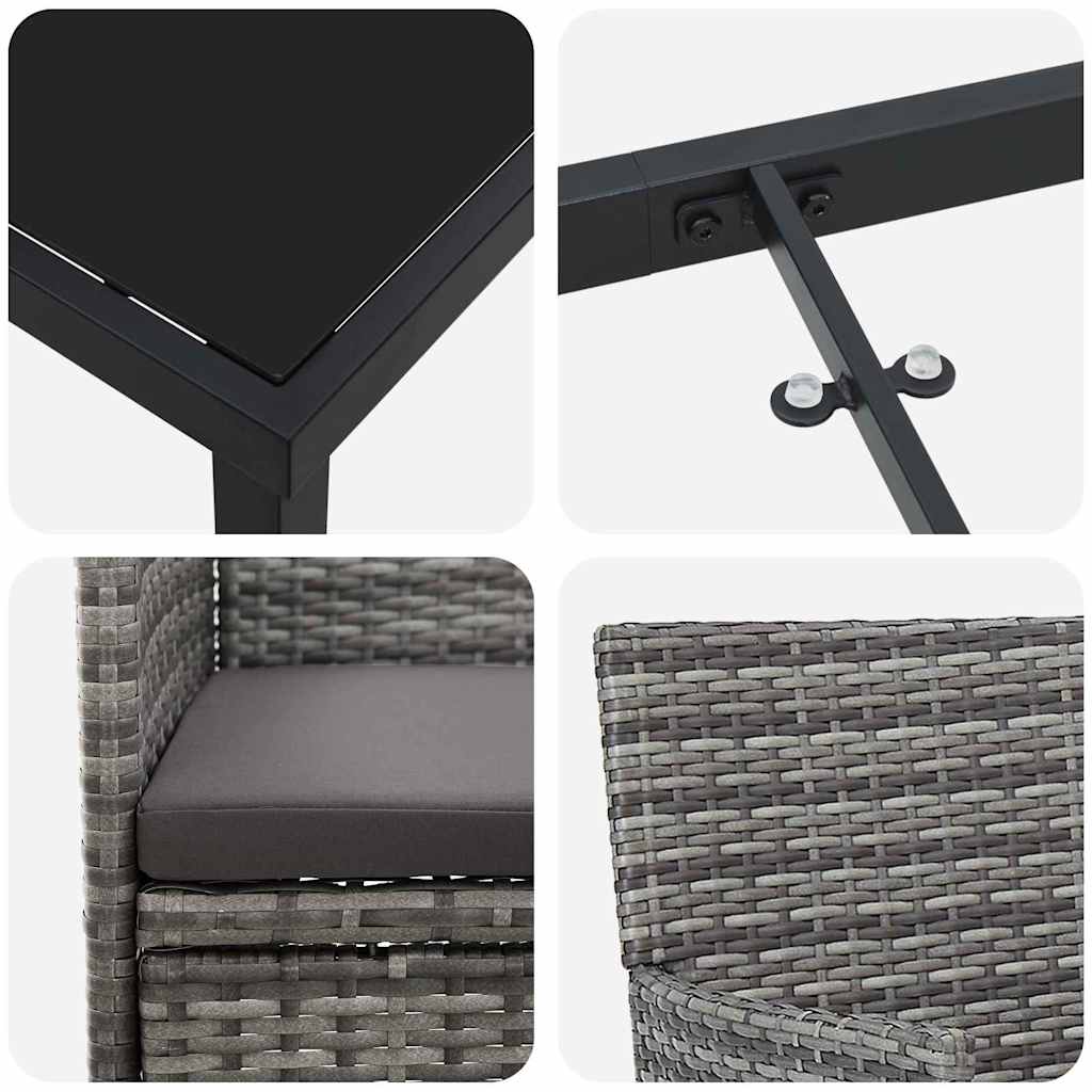 Ensemble de salle à manger pour jardin 3 pcs Gris polyrotin - XIOS