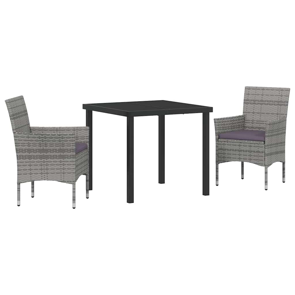 Ensemble de salle à manger pour jardin 3 pcs Gris polyrotin - XIOS