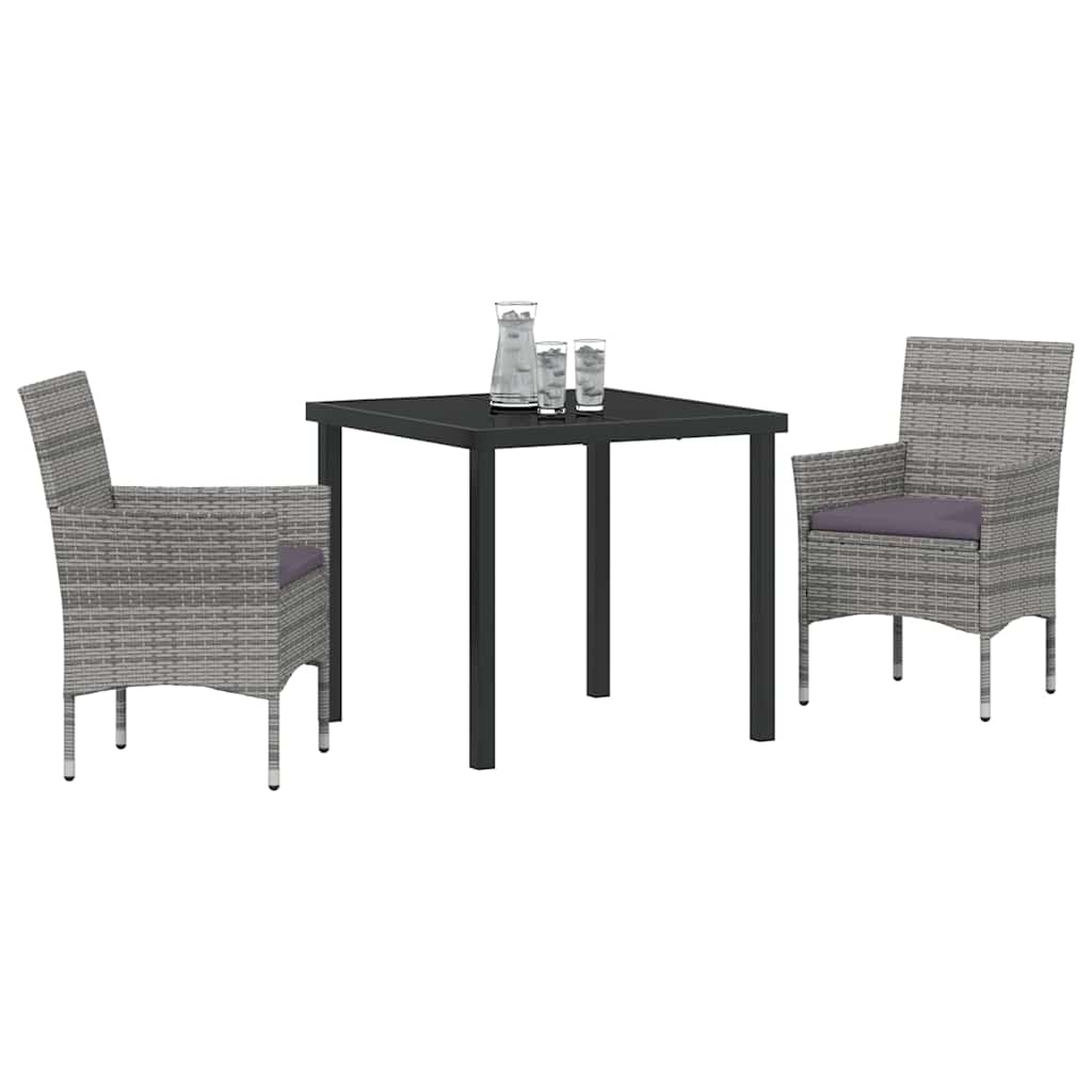Ensemble de salle à manger pour jardin 3 pcs Gris polyrotin - XIOS