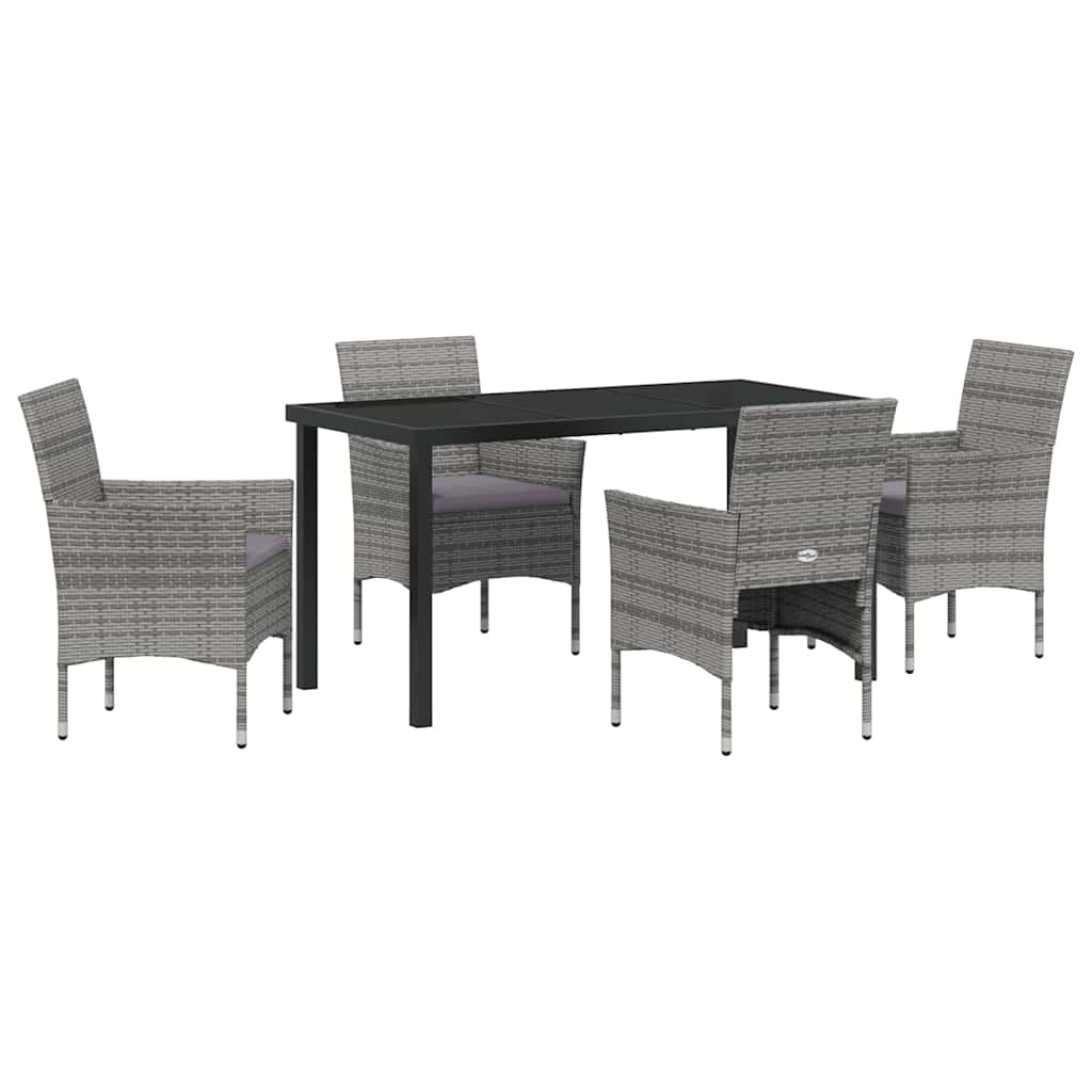 Ensemble de salle à manger pour jardin 5 pcs Gris polyrotin - XIOS