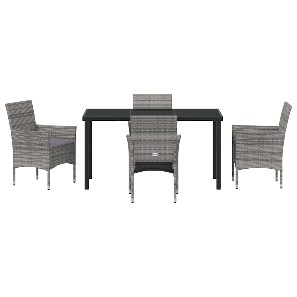 Ensemble de salle à manger pour jardin 5 pcs Gris polyrotin - XIOS