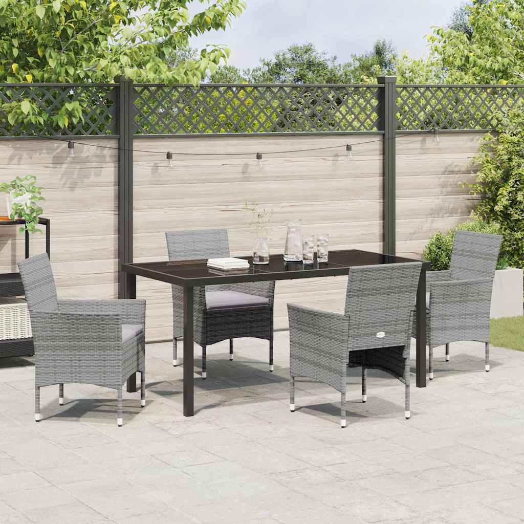 Ensemble de salle à manger pour jardin 5 pcs Gris polyrotin - XIOS