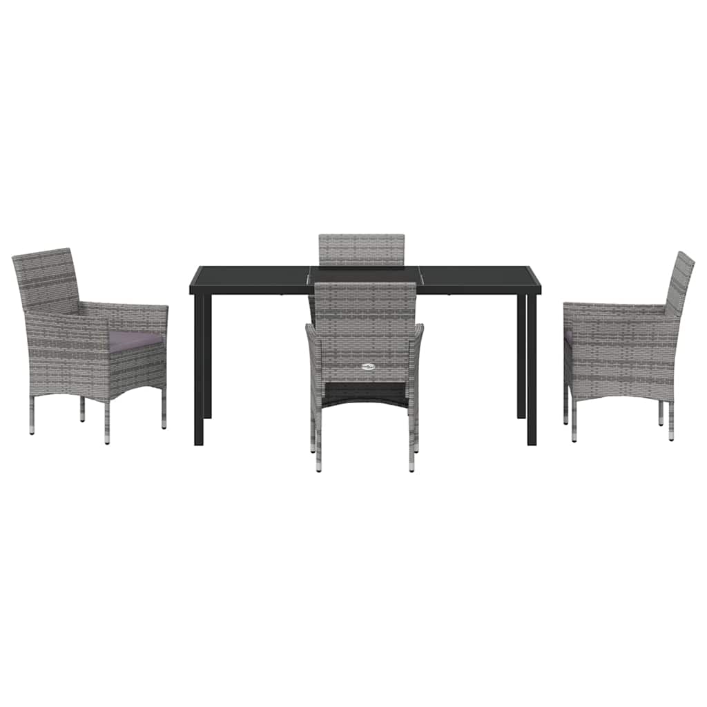 Ensemble de salle à manger pour jardin 5 pcs Gris polyrotin - XIOS