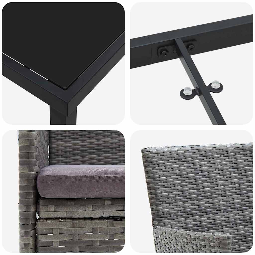 Ensemble de salle à manger pour jardin 7 pcs Gris polyrotin - XIOS