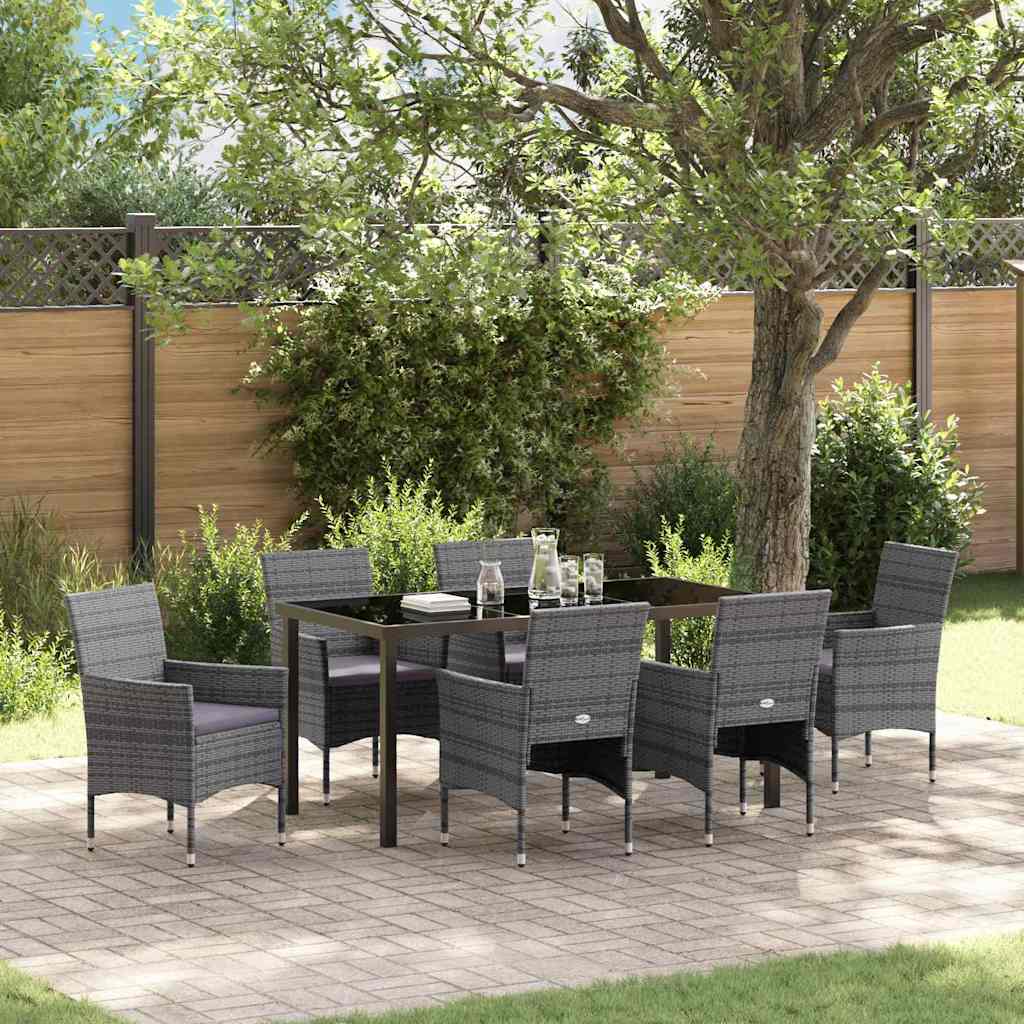 Ensemble de salle à manger pour jardin 7 pcs Gris polyrotin - XIOS
