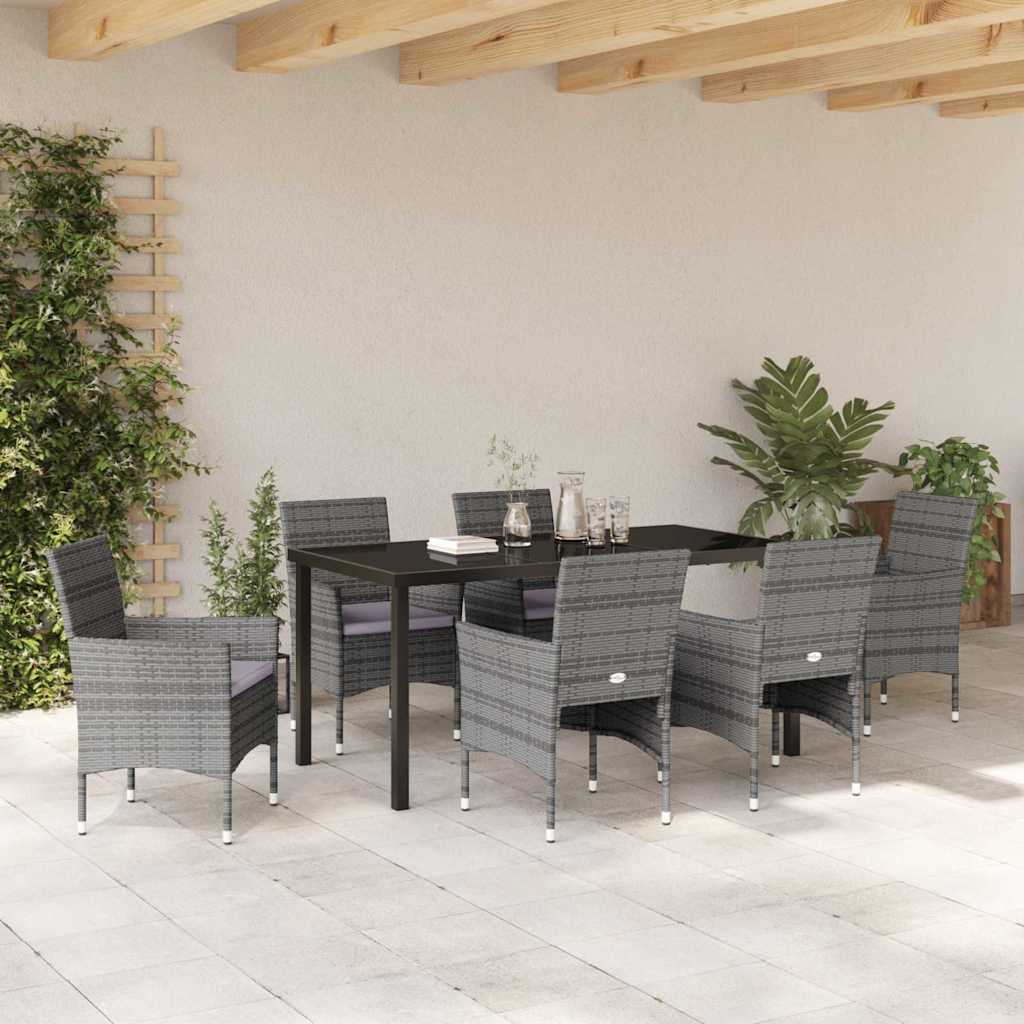 Ensemble de salle à manger pour jardin 7 pcs Gris polyrotin - XIOS