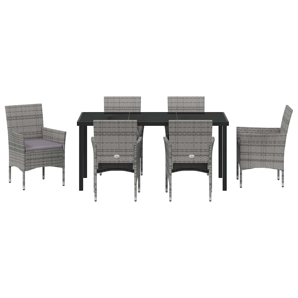 Ensemble de salle à manger pour jardin 7 pcs Gris polyrotin - XIOS