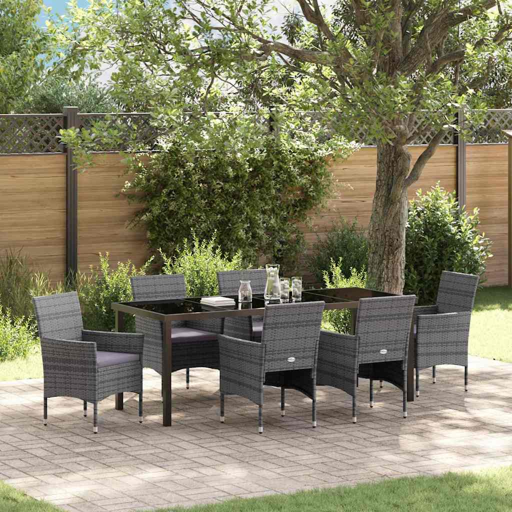 Ensemble de salle à manger pour jardin 7 pcs Gris polyrotin - XIOS