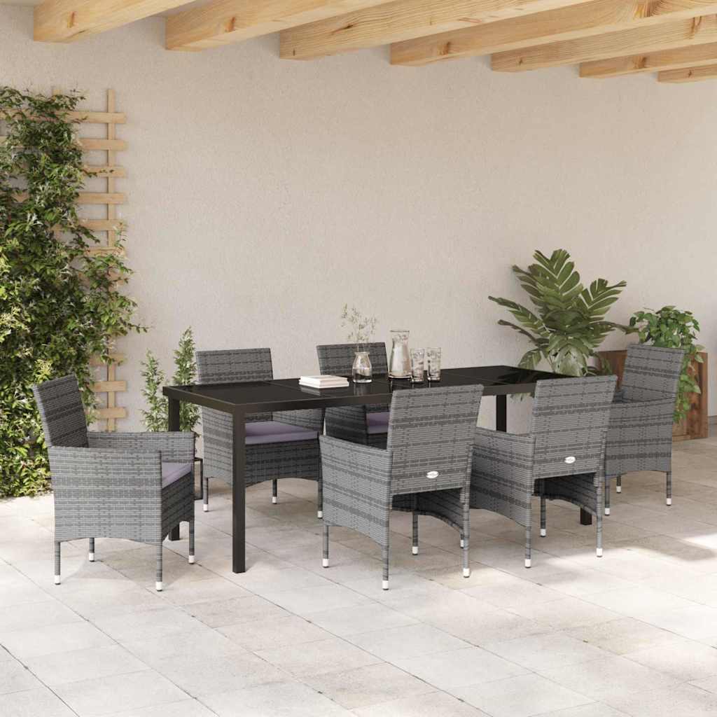 Ensemble de salle à manger pour jardin 7 pcs Gris polyrotin - XIOS