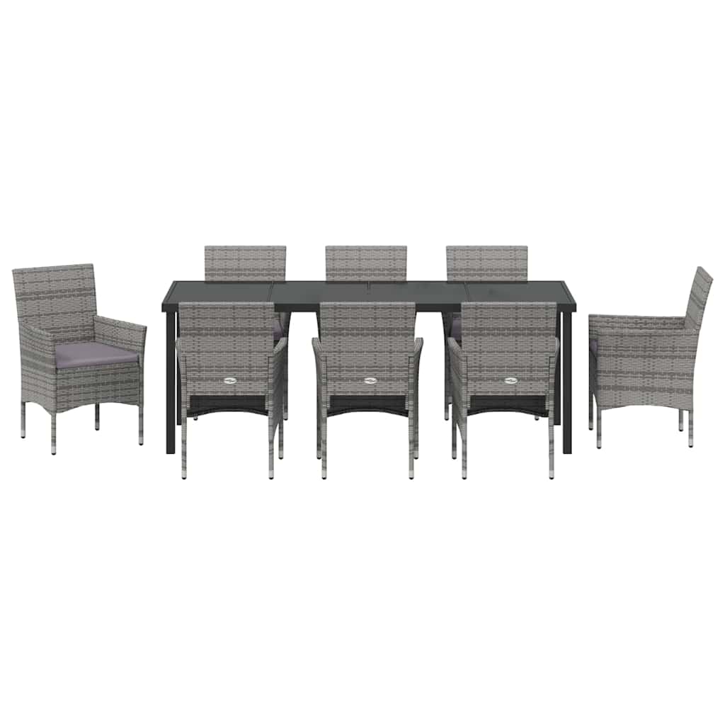 Ensemble de salle à manger pour jardin 9 pcs Gris polyrotin - XIOS