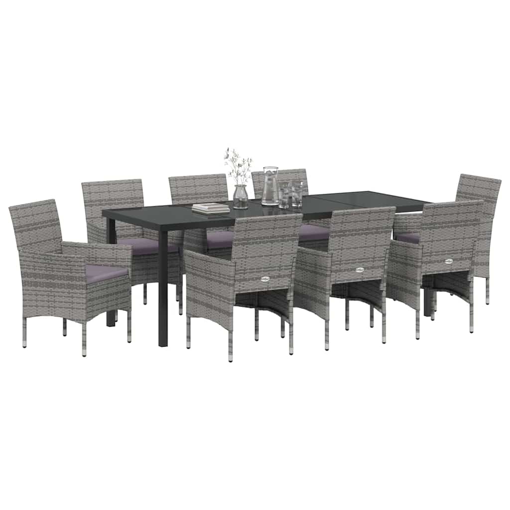 Ensemble de salle à manger pour jardin 9 pcs Gris polyrotin - XIOS