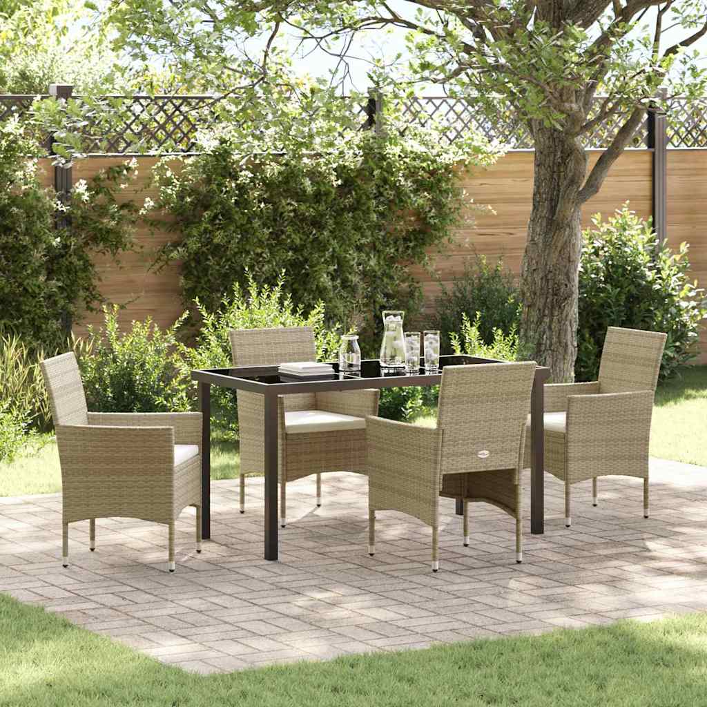 Ensemble de salle à manger pour jardin 5 pcs Beige polyrotin - XIOS