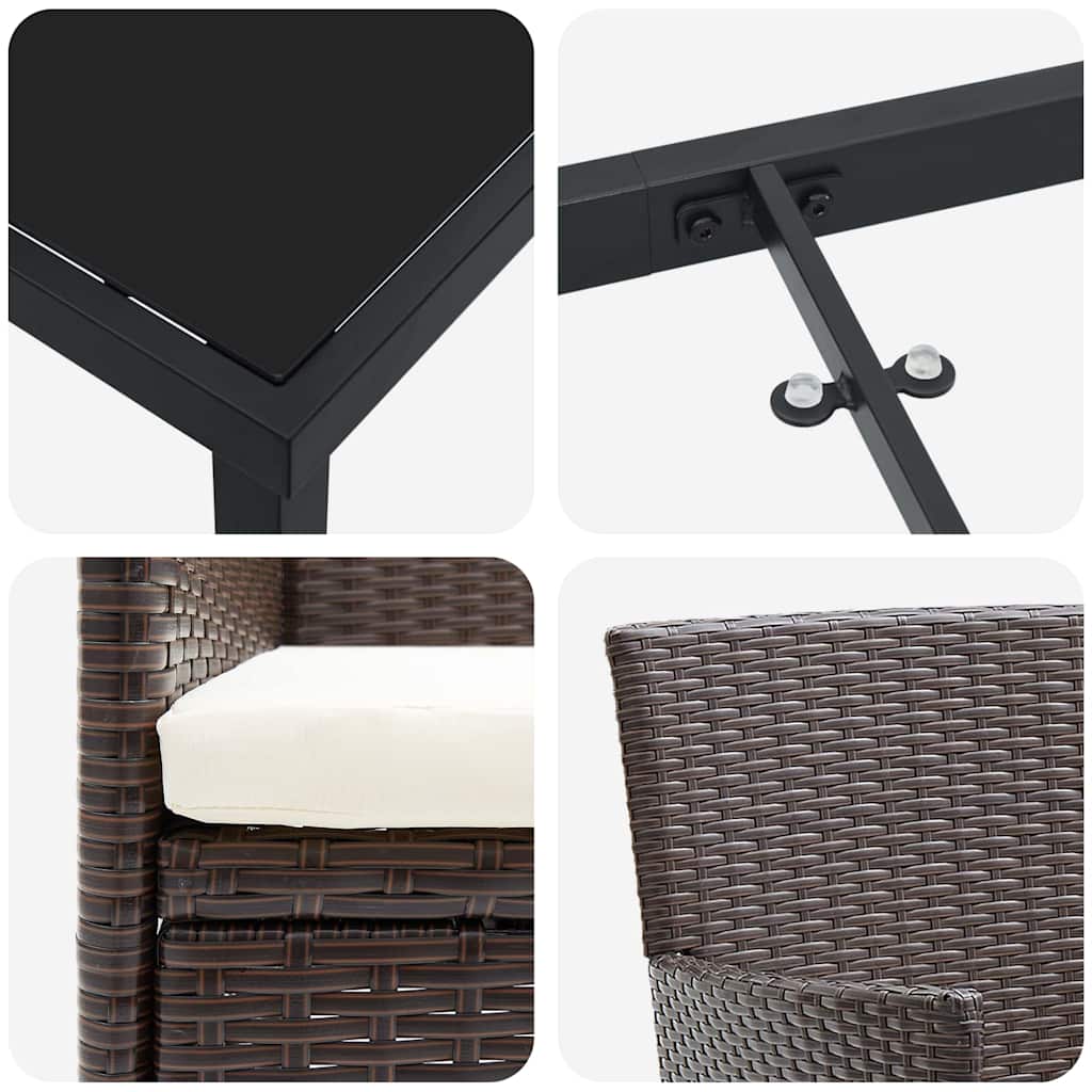 Ensemble de salle à manger pour jardin 5 pcs Marron polyrotin - XIOS