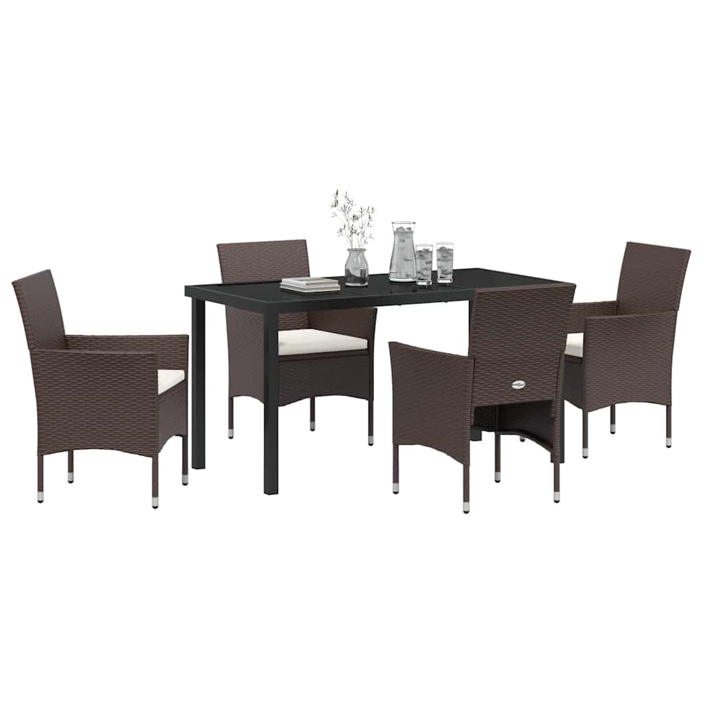 Ensemble de salle à manger pour jardin 5 pcs Marron polyrotin - XIOS
