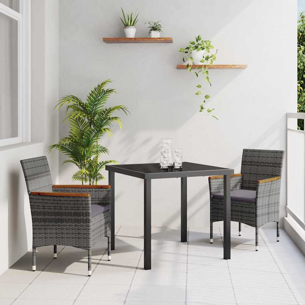 Ensemble de salle à manger pour jardin 3 pcs Gris polyrotin - XIOS