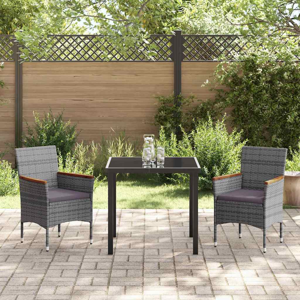Ensemble de salle à manger pour jardin 3 pcs Gris polyrotin - XIOS